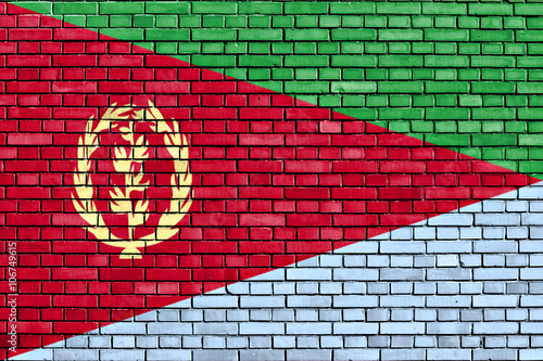 flag of Eritrea painted on brick wall