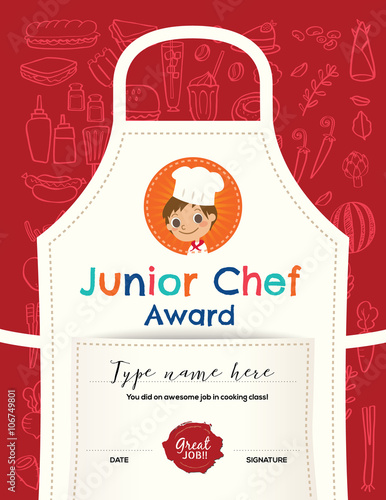 Kids Cooking class certificate design template