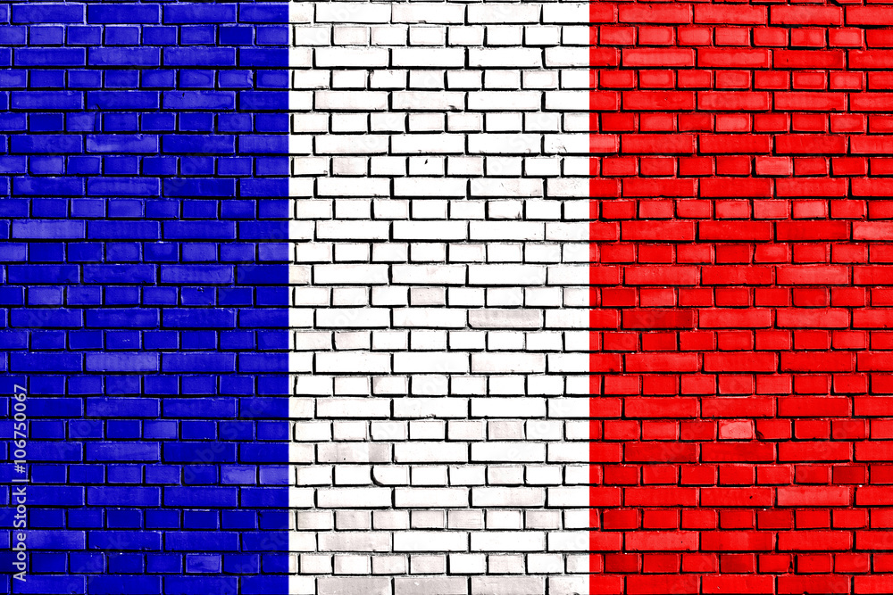 flag of France painted on brick wall flag of France painted on brick wall