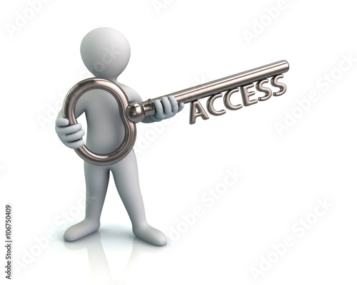 man and silver key with word access