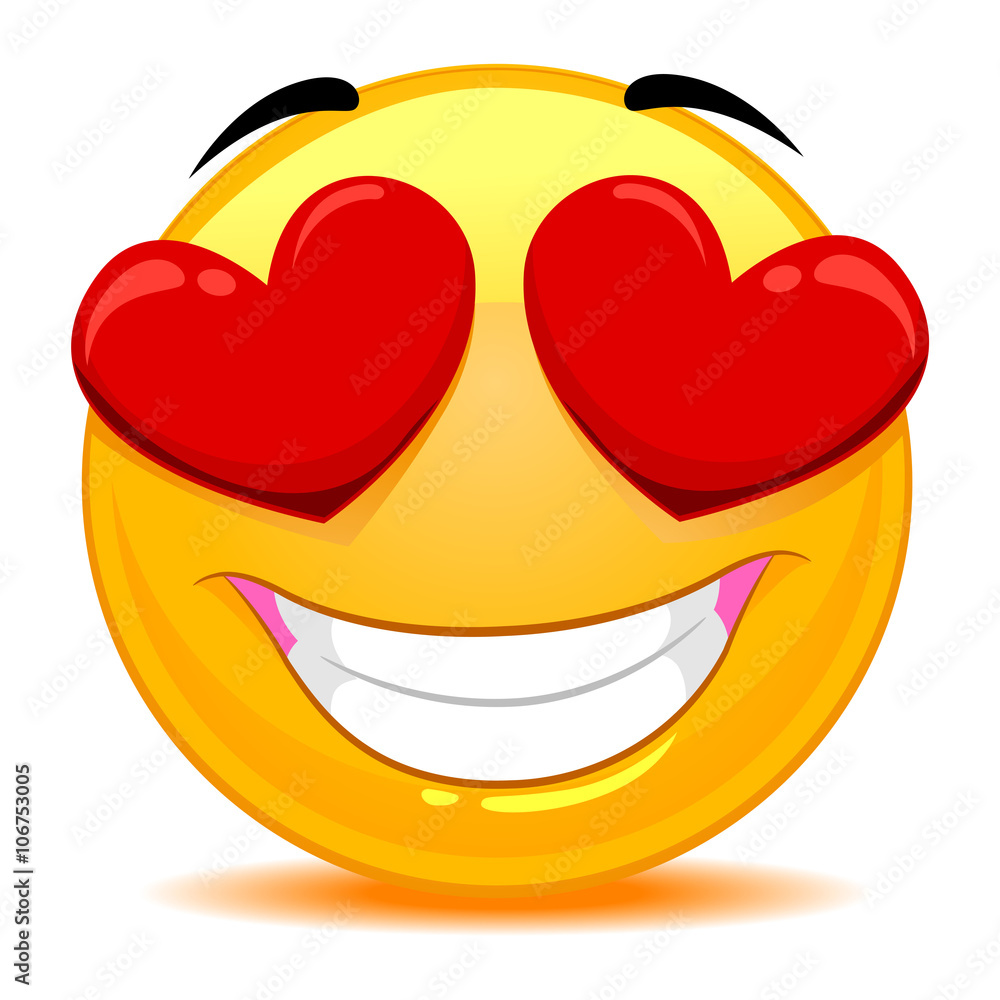 Vector Illustration Of Smiley Emoticon Feeling In Love - Stock ...