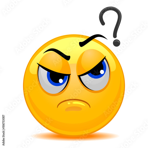 Vector Illustration of Smiley Emoticon Confused Face