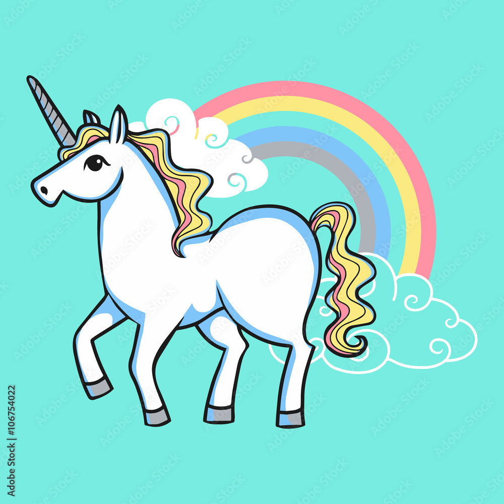 Cartoon doodle unicorn