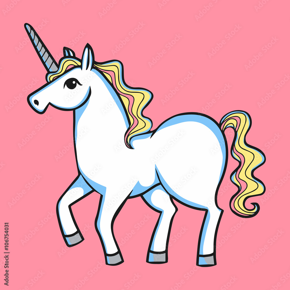 Cartoon doodle unicorn