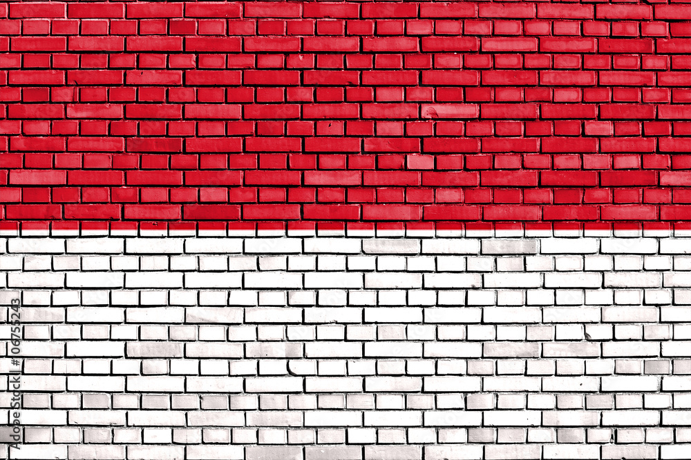 flag of Monaco painted on brick wall flag of Monaco painted on brick wall