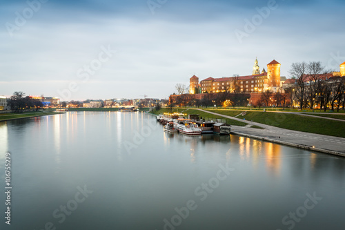 Wawel Castle and Vistula river in Krakow  Poland