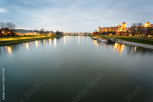 Wawel Castle and Vistula river in Krakow, Poland