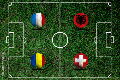 Bild auf Leinwand Soccer Euro 2016 ( Football )  Romanian, Switzerland ,Albanai an