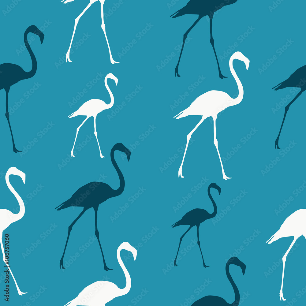 Naklejka premium Seamless pattern beautiful flamingos in two colors