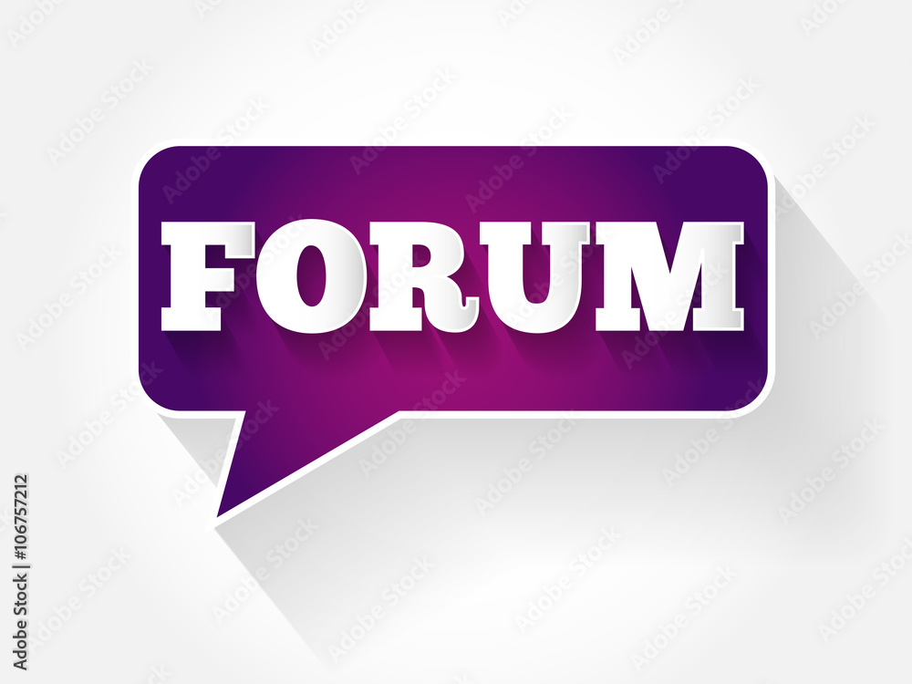 FORUM text message bubble, flat business concept background FORUM text message bubble, flat business concept background