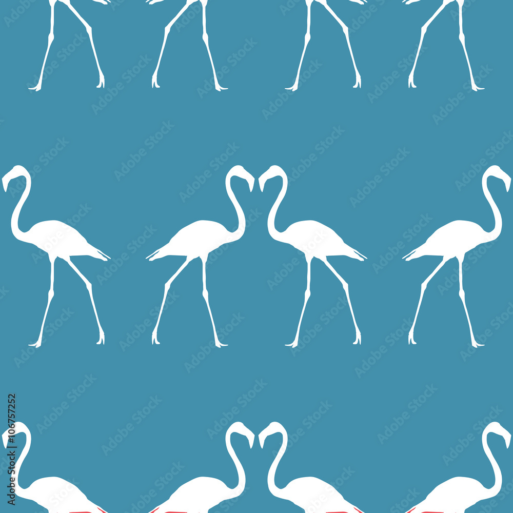 Obraz premium Seamless pattern beautiful flamingos in two colors