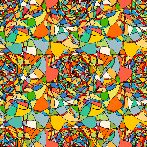 Seamless pattern with abstract broken colorful shapes
