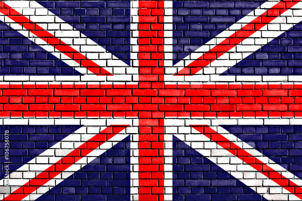 Fototapeta premium flag of UK painted on brick wall