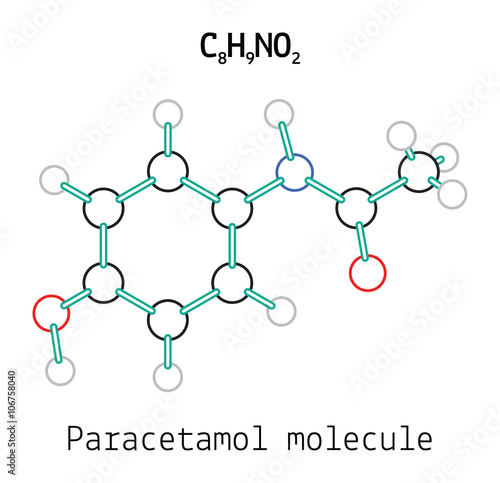 C8H9NO2 paracetamol molecule