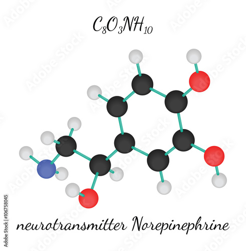 C8O3NH10 Norepinephrine molecule