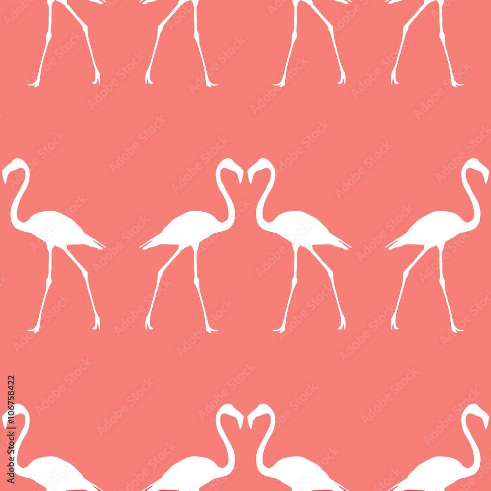 Fototapeta premium Seamless pattern beautiful flamingos in two colors