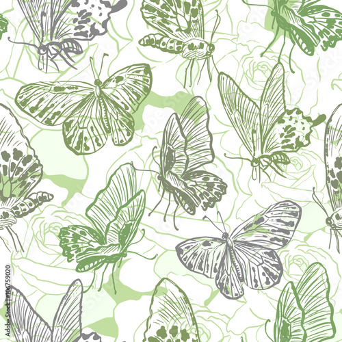Seamless pattern with butterflies © Maryna_R