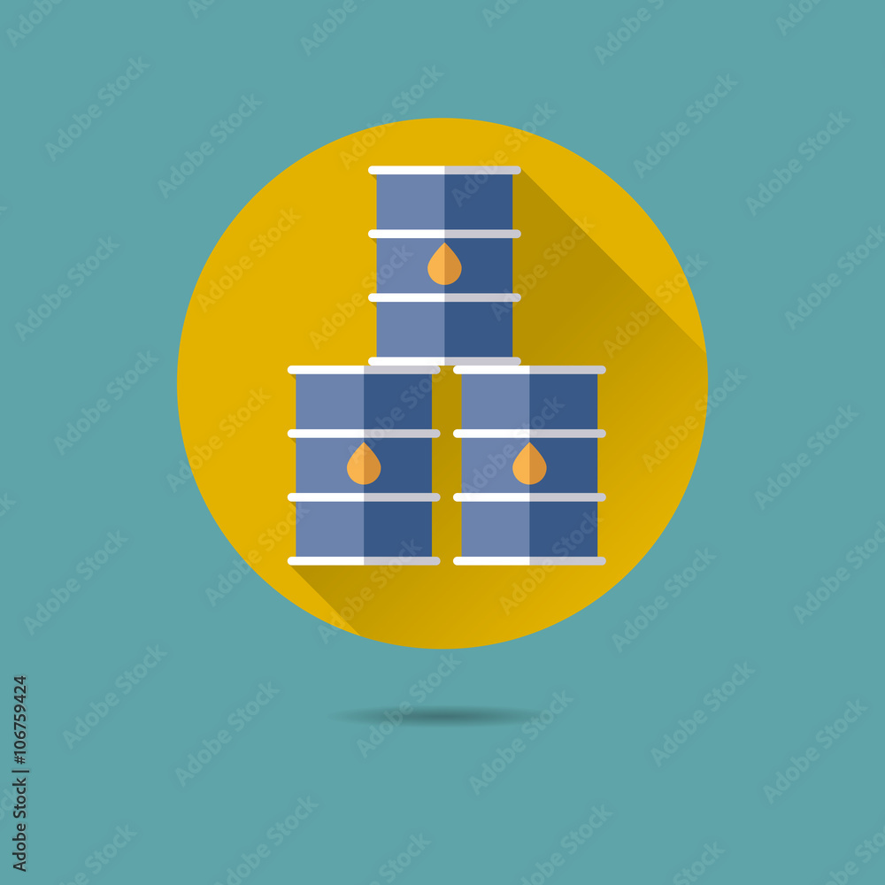 oil barrels flat design long shadow vector icon oil barrels flat design long shadow vector icon