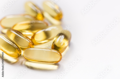 Fish oil capsule is nutrition food for healthy with a copy space.