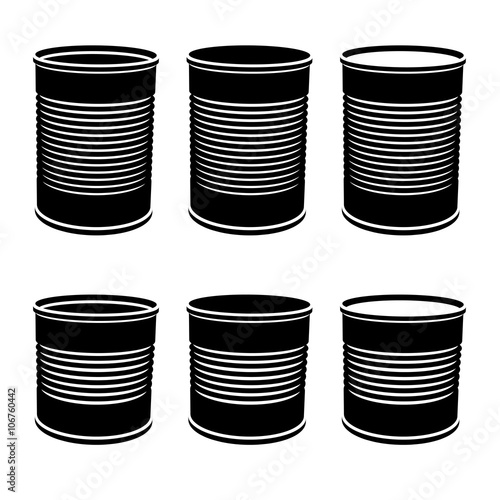vector food cans black symbol