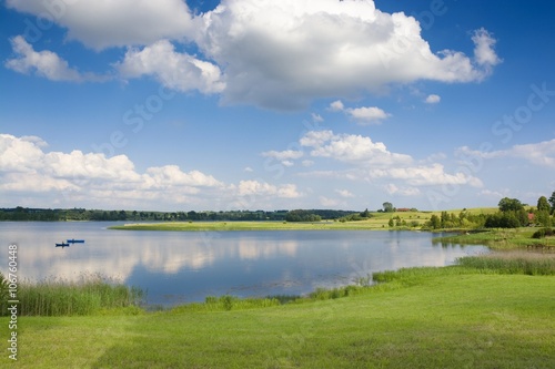 Fishing boats on lake