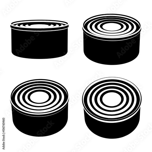 vector food cans black symbol