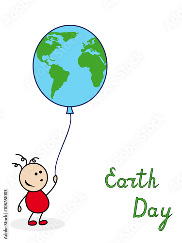 Boy with balloon as a globe