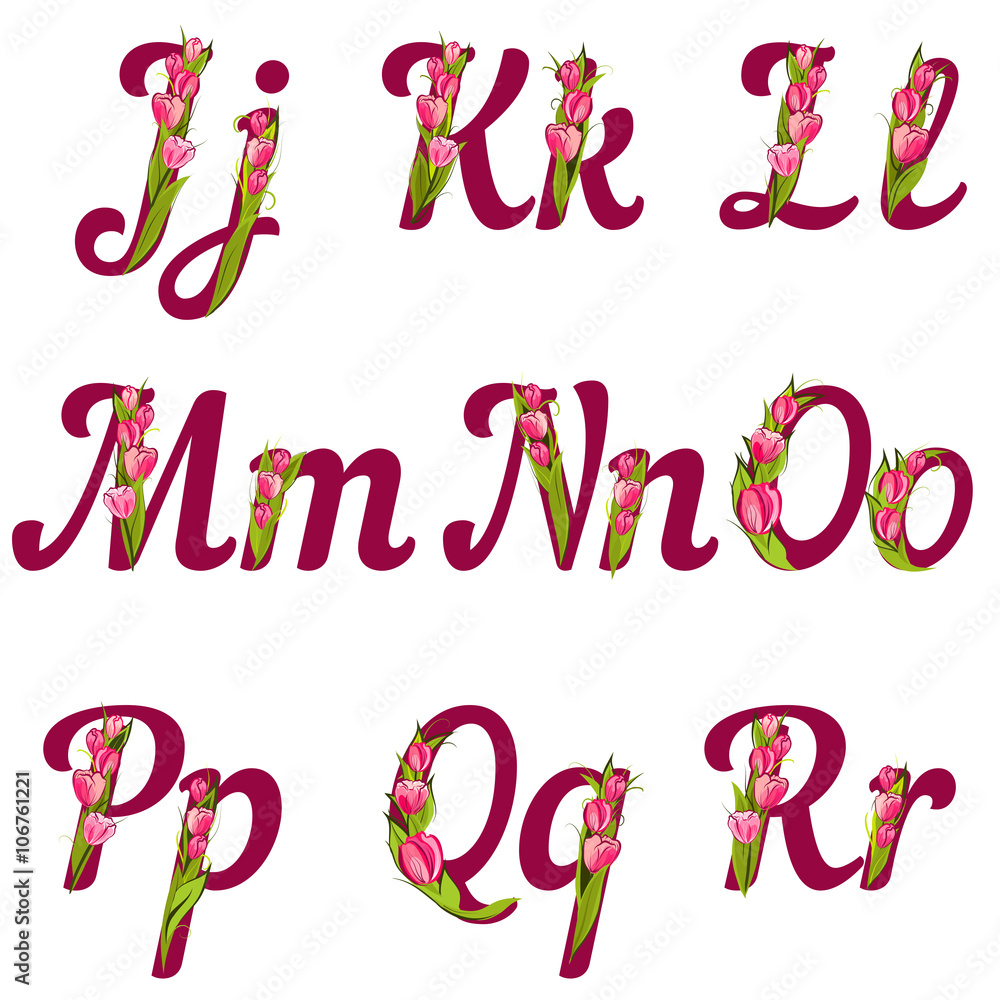Set of floral letters Set of floral letters