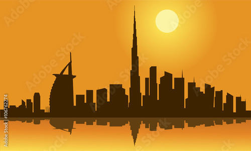 Dubai city skyline silhouette