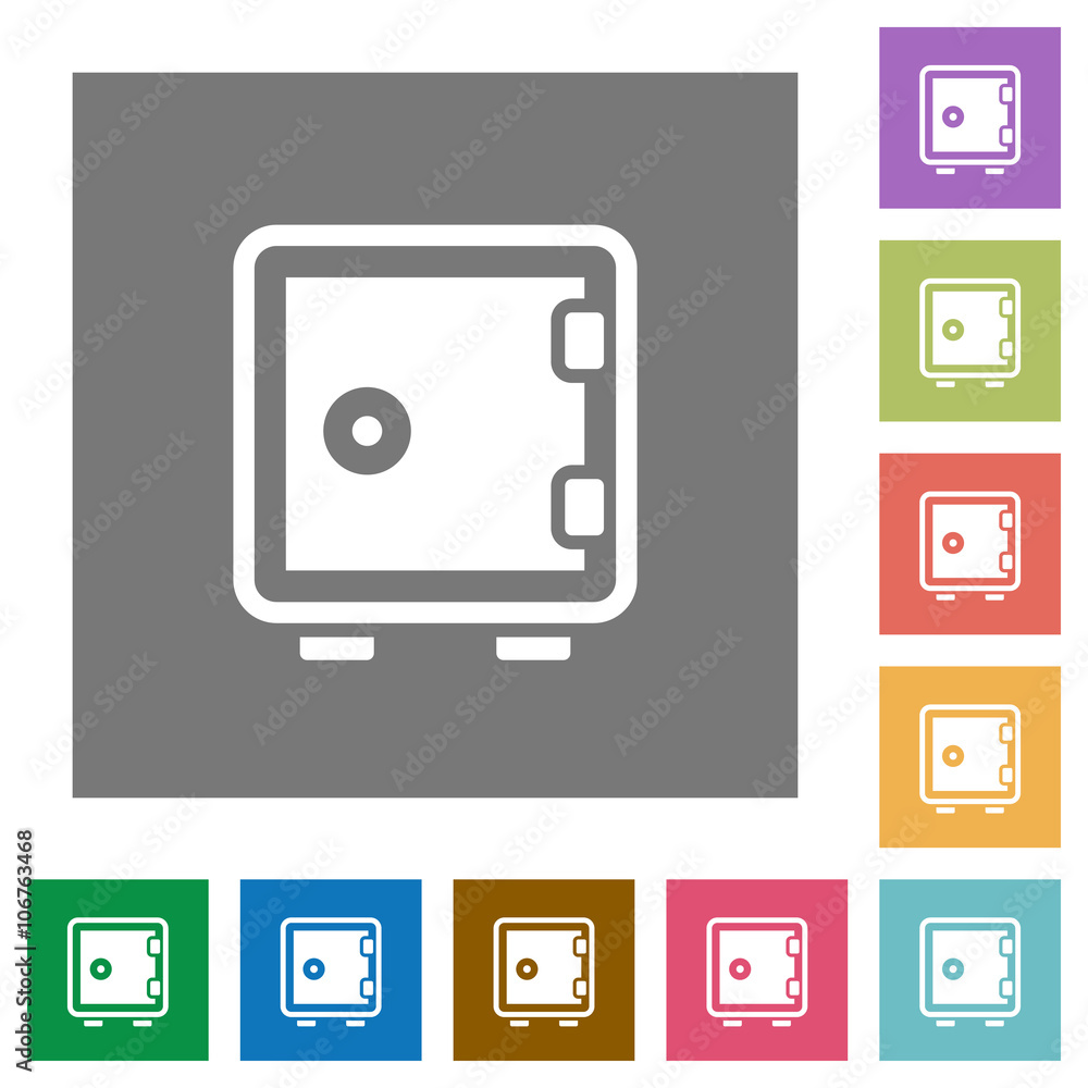 Strong box square flat icons Strong box square flat icons