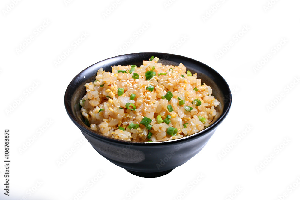 Garic fried with rice japan food isolated on white background Garic fried with rice japan food isolated on white background