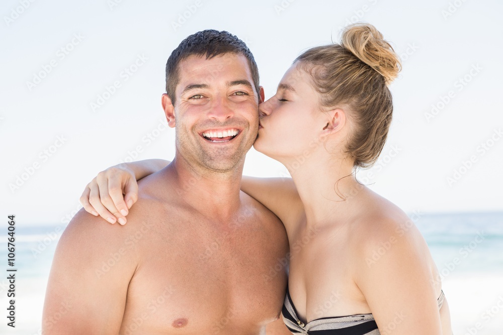 Couple hugging on the beach Couple hugging on the beach