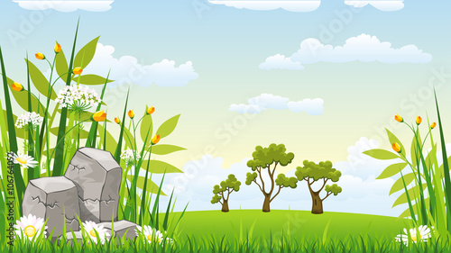 Illustration of a landscape with stones