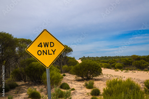 4WD only warning sign Four Wheel Drive Vehicle only track