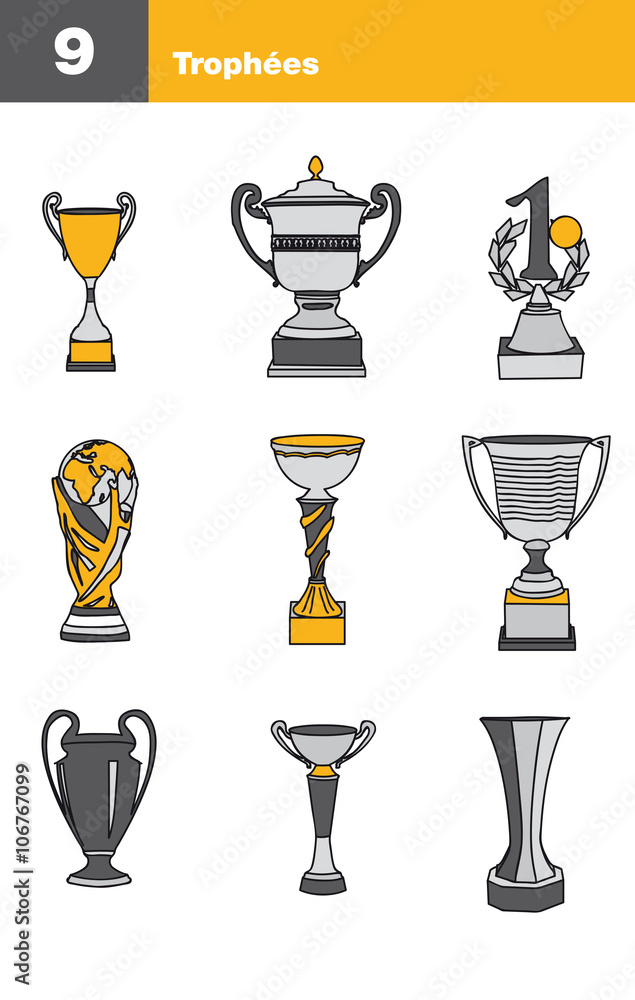 Icône - coupe et trophée en dessin Stock Vector | Adobe Stock