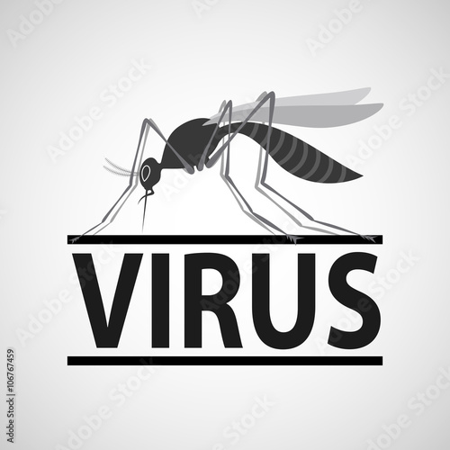 Mosquito Icon with stinger isolated on white background. Zika vi