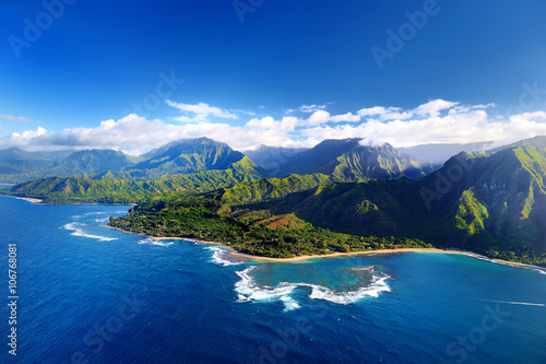 Beautiful aerial view of spectacular Na Pali coast, Kauai photo