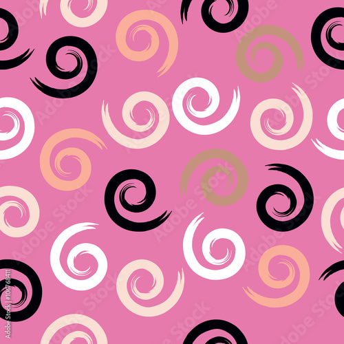 Cute vector seamless pattern . Swirl  brush strokes.  Endless texture can be used for printing onto fabric or paper