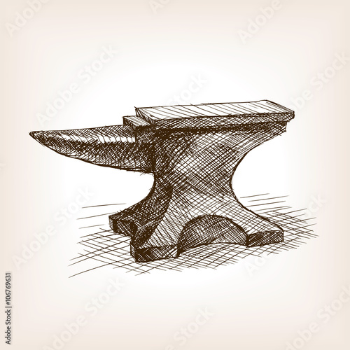Anvil sketch style vector illustration