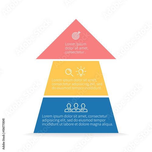 Arrow infographic. Diagram with 3 steps, options, parts. Vector design element.