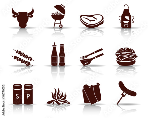 Icon Set Grillen - Braun (Schatten)
