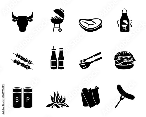 Icon Set Grillen - Schwarz
