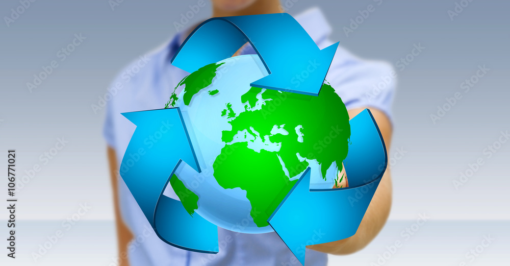 Businesswoman recycling concept Businesswoman recycling concept