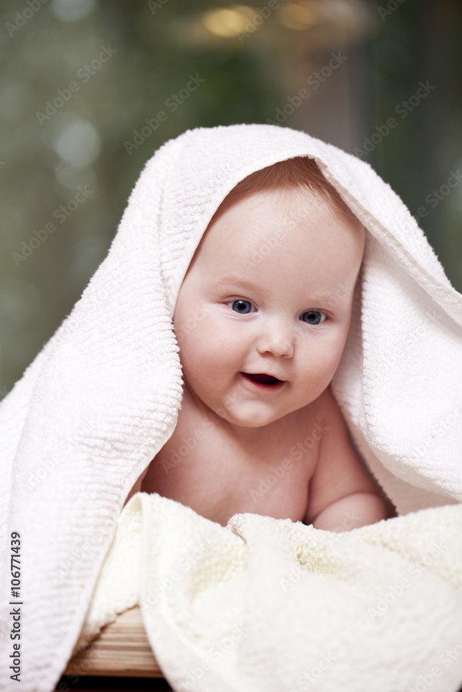 Sweet small baby with towel Sweet small baby with towel