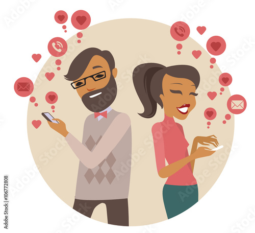 couple  using smartphone 