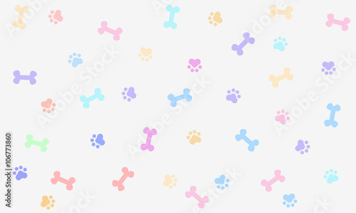 Seamless background with bone and footprint dog, background, wallpaper, graphic design, illustration