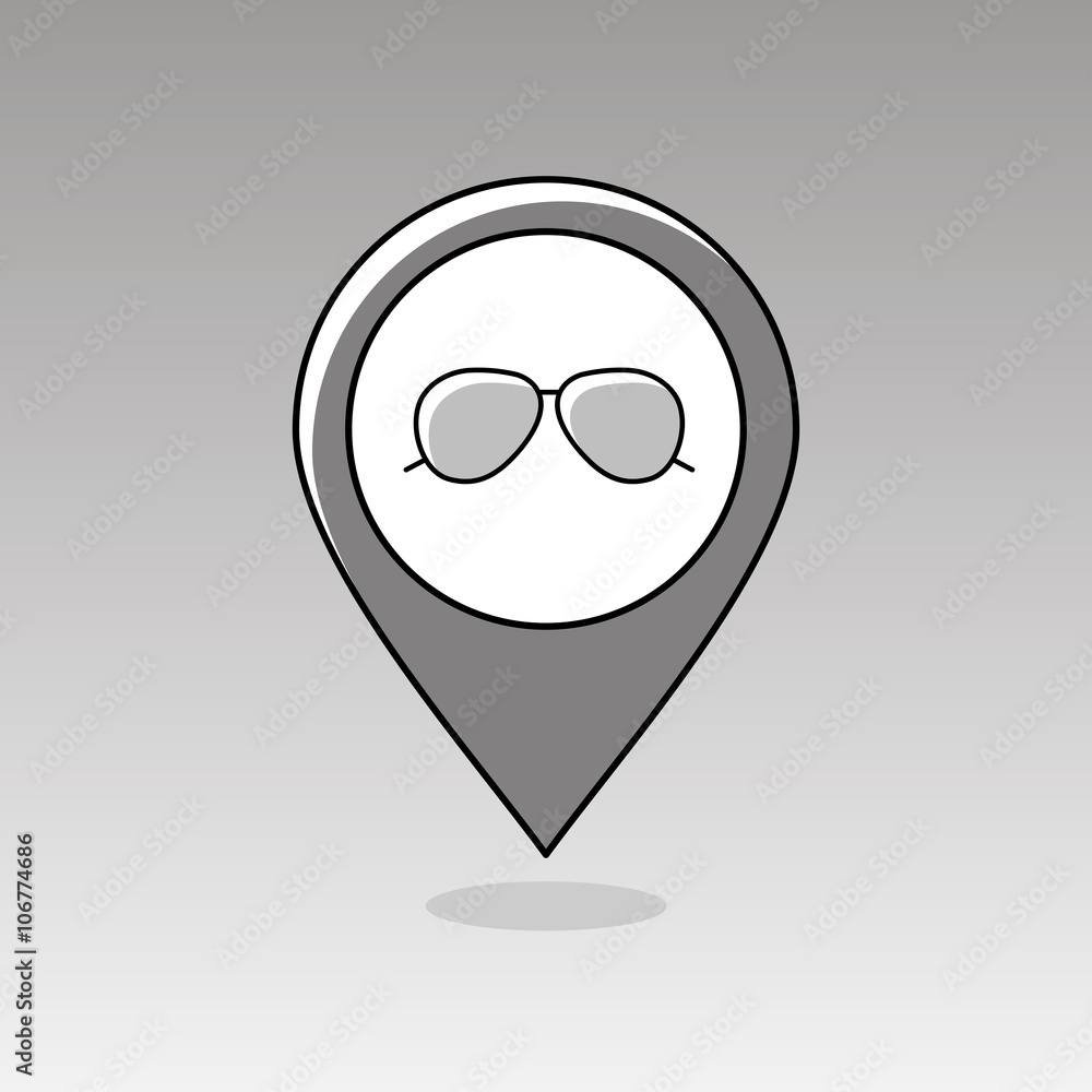 Sunglasses pin map icon. Meteorology. Weather Sunglasses pin map icon. Meteorology. Weather