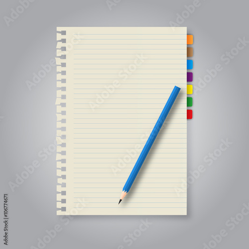 notebook papers and pencil