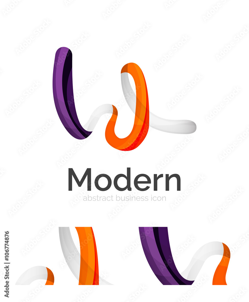 Obraz premium Abstract 3d swirl ribbon logo template with business card corporate identity design