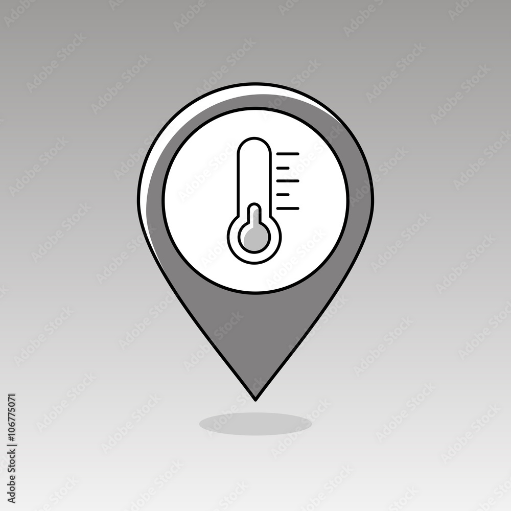 Thermometer pin map icon. Meteorology. Weather Thermometer pin map icon. Meteorology. Weather